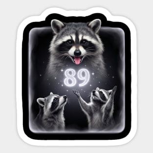89 Birthday Raccoon Lover Gift Sticker
